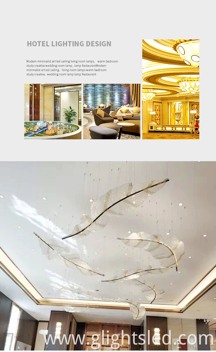 Luxury chandelier for hotel lobby interior decoration crystal Stainless steel led pendant lighting